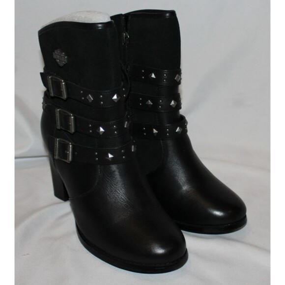 Harley-Davidson Women's Abbey Leather Heeled Motorcycle Fashion Boots NIB SZ 8.5 - Picture 5 of 9